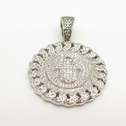 925 Sterling Silver Pave C Z Hamsa / Hand of Fatima Pendant