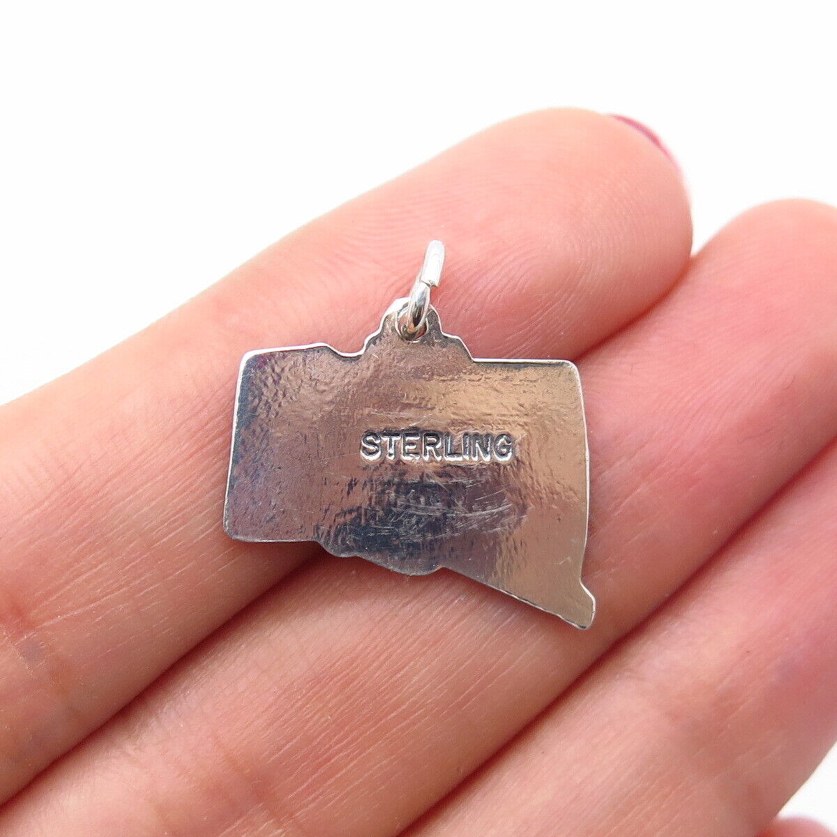 925 Sterling Silver Vintage "Connecticut" State Map Charm Pendant