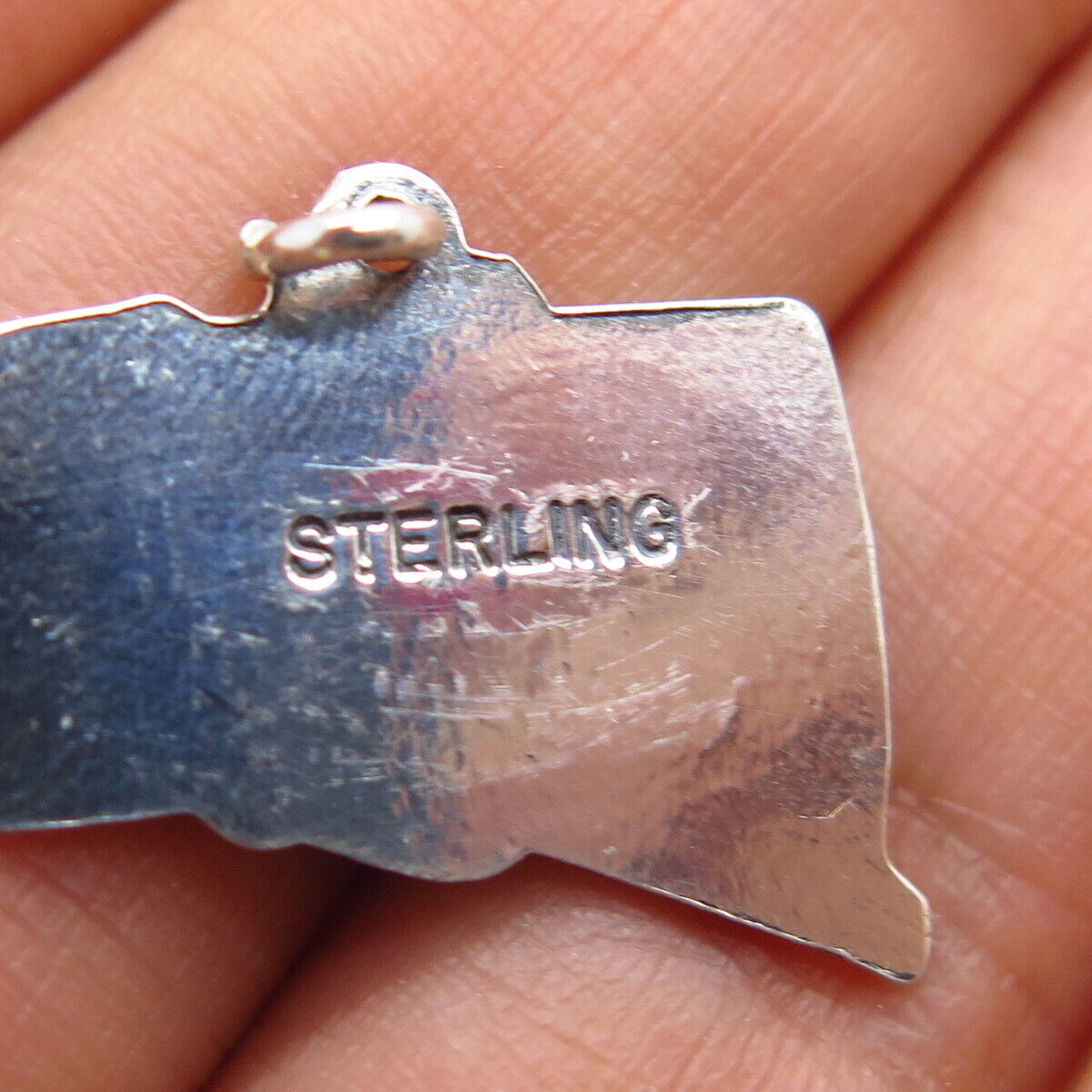 925 Sterling Silver Vintage "Connecticut" State Map Charm Pendant