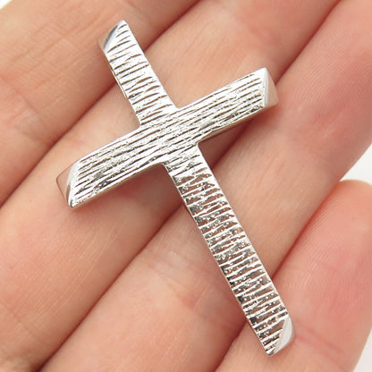 925 Sterling Silver Textured Religious Slide Cross Pendant