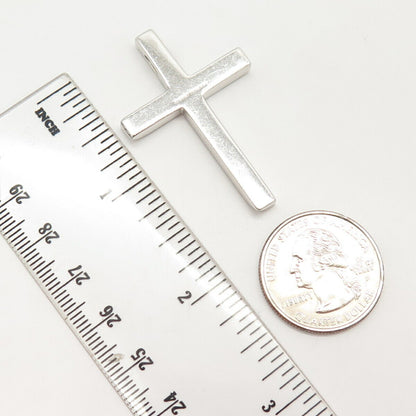 925 Sterling Silver Textured Religious Slide Cross Pendant