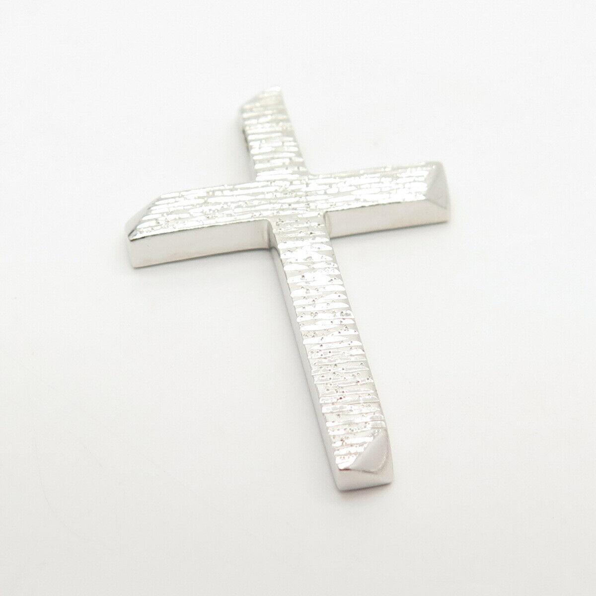 925 Sterling Silver Textured Religious Slide Cross Pendant