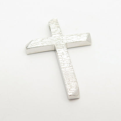 925 Sterling Silver Textured Religious Slide Cross Pendant