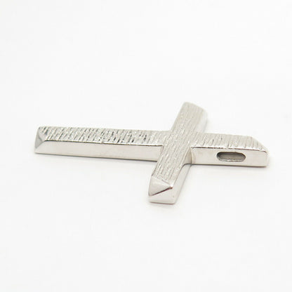 925 Sterling Silver Textured Religious Slide Cross Pendant