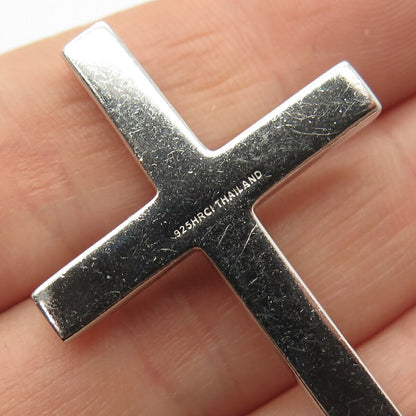 925 Sterling Silver Textured Religious Slide Cross Pendant