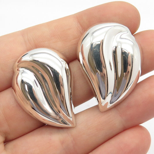 925 Sterling Silver Vintage Mexico Puffy Wrinkled Clip On Earrings