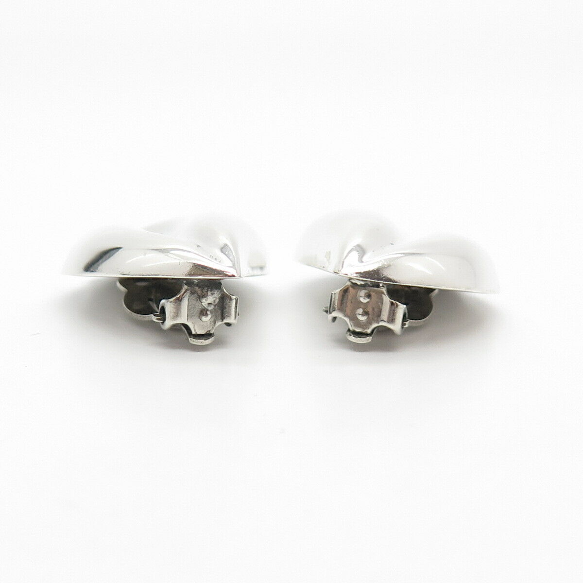 925 Sterling Silver Vintage Mexico Puffy Wrinkled Clip On Earrings