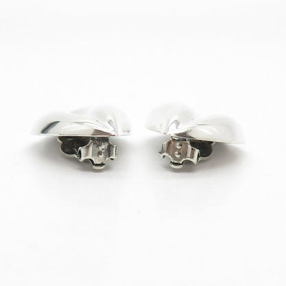 925 Sterling Silver Vintage Mexico Puffy Wrinkled Clip On Earrings