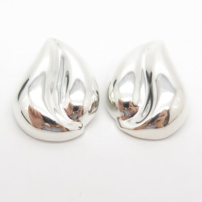 925 Sterling Silver Vintage Mexico Puffy Wrinkled Clip On Earrings