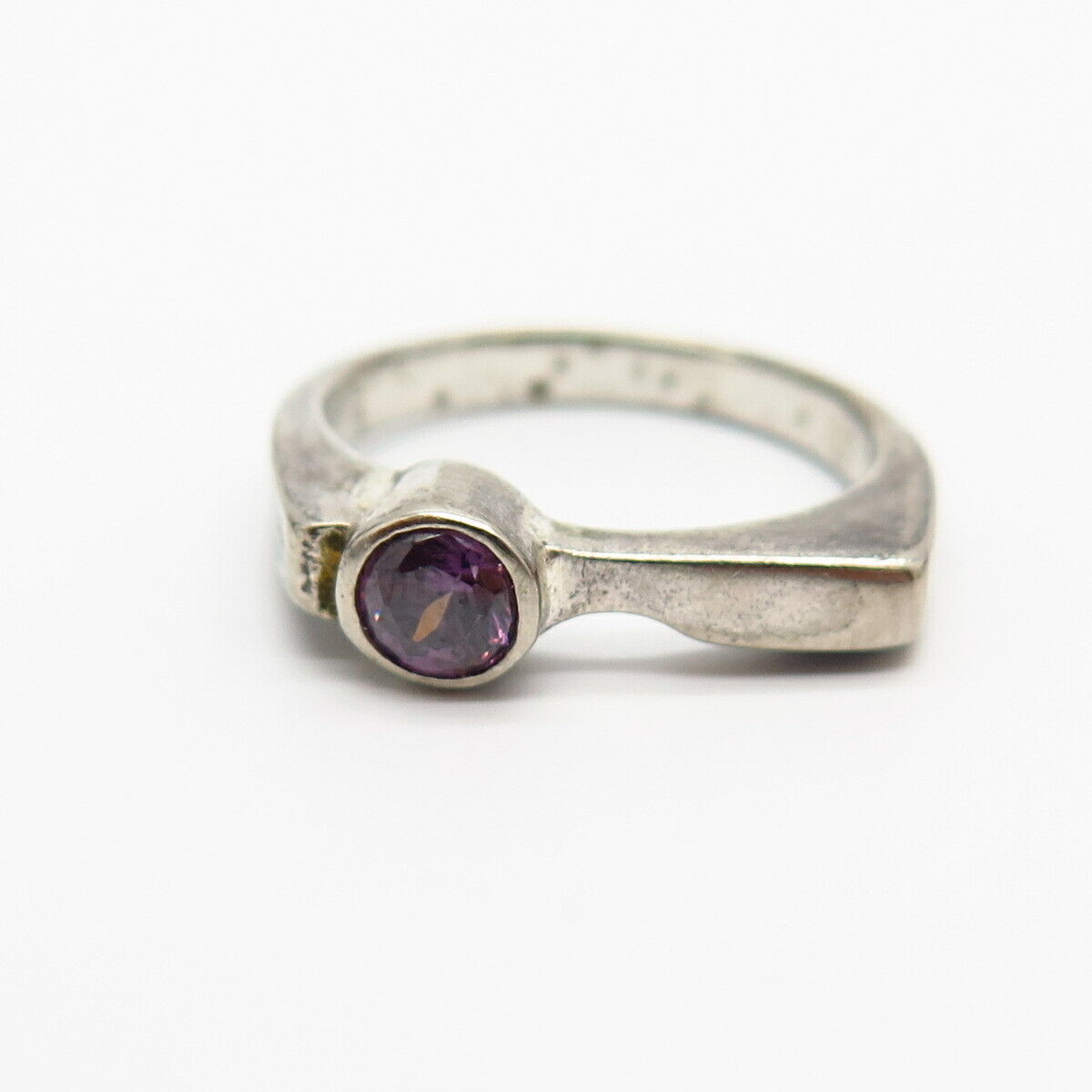 925 Sterling Silver Amethyst-Tone C Z Ring Size 6 1/4