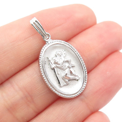 925 Sterling Silver Vintage Theda St. Christopher Religious Pendant