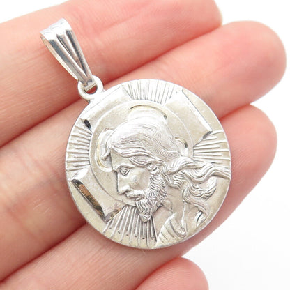 925 Sterling Silver Vintage Theda Jesus Religious Pendant