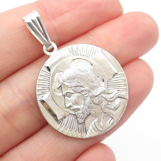 925 Sterling Silver Vintage Theda Jesus Religious Pendant