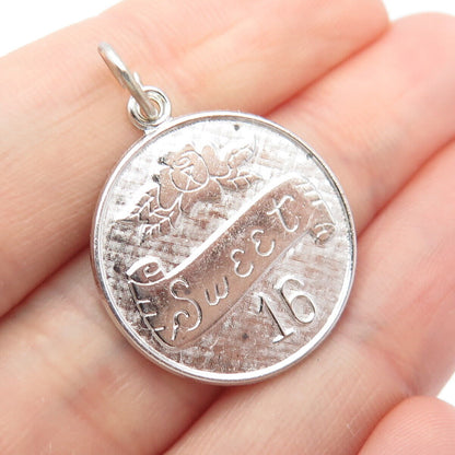 925 Sterling Silver Vintage Wells "Sweet 16" Charm Pendant