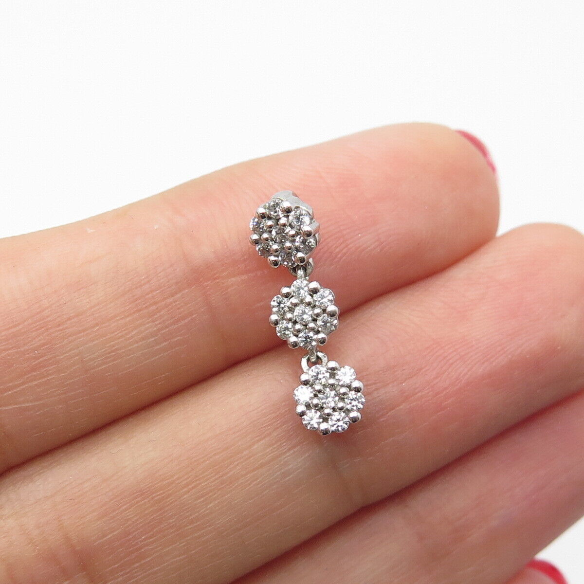 925 Sterling Silver Pave C Z Wand Pendant