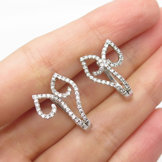 925 Sterling Silver Pave C Z Earrings