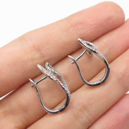 925 Sterling Silver Pave C Z Earrings