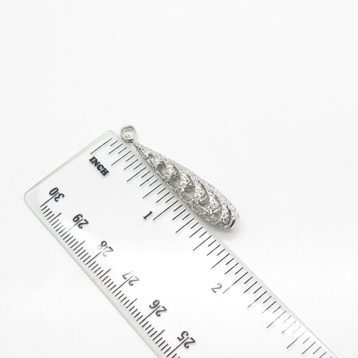 925 Sterling Silver Pave C Z Modernist Pendant