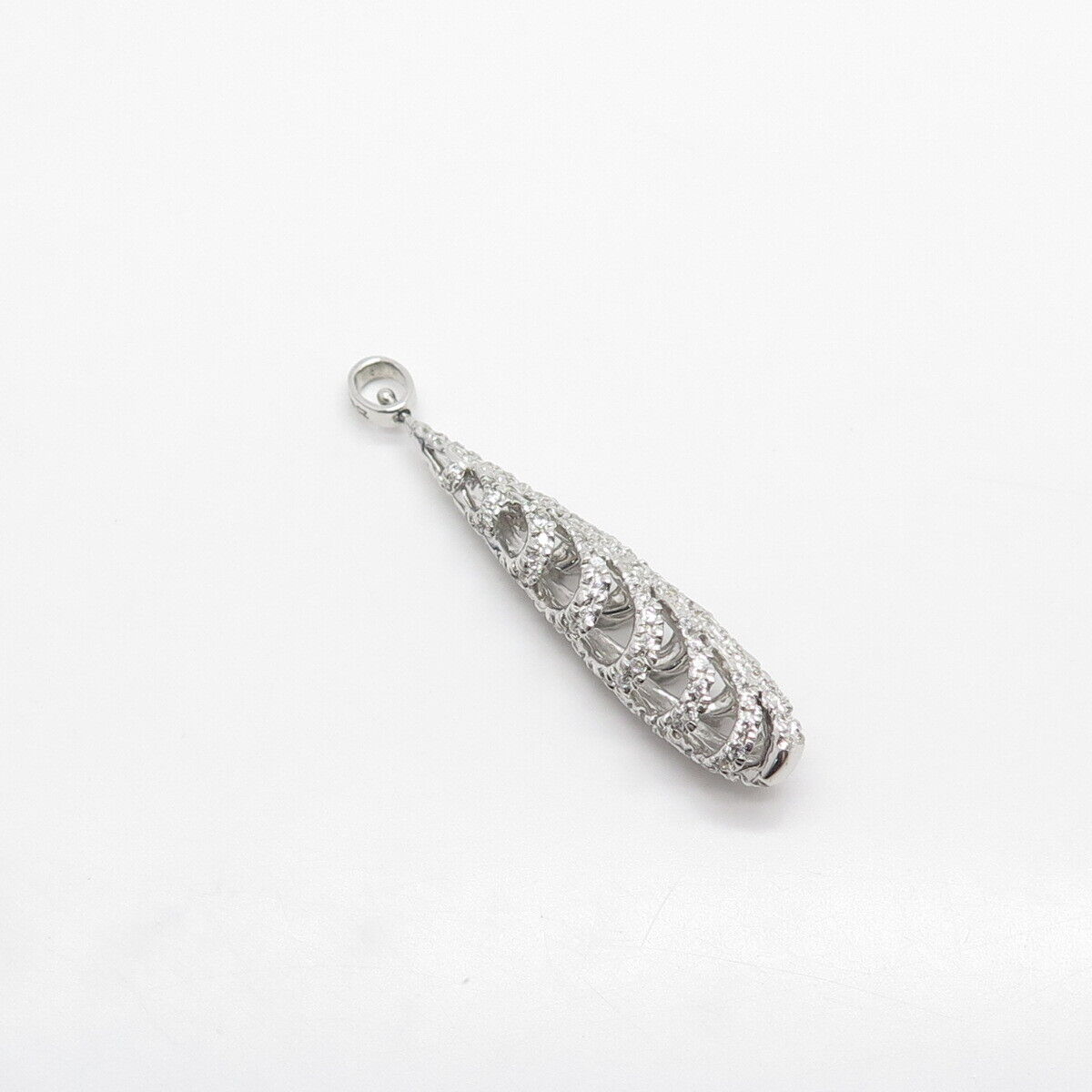 925 Sterling Silver Pave C Z Modernist Pendant