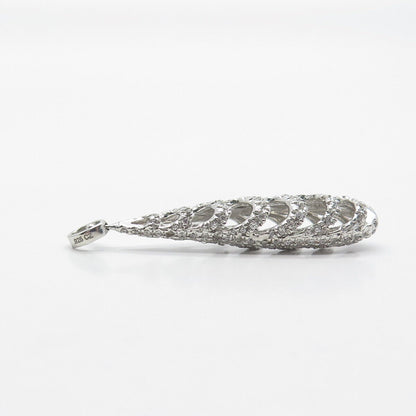 925 Sterling Silver Pave C Z Modernist Pendant