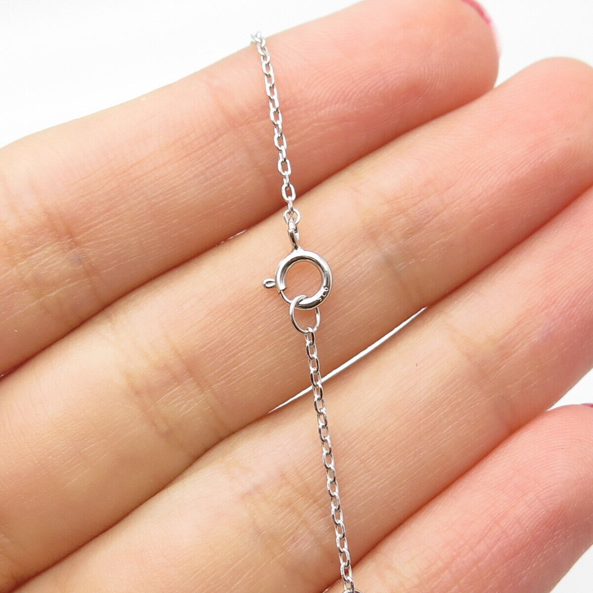 925 Sterling Silver C Z Heart Rolo Chain Necklace 20"