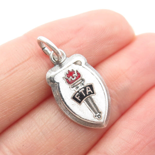 925 Sterling Silver Vintage Enamel FTA Future Teachers of America Charm Pendant