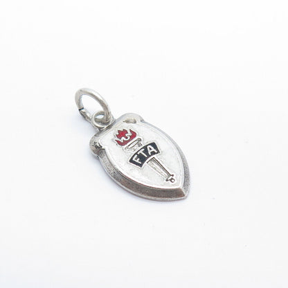 925 Sterling Silver Vintage Enamel FTA Future Teachers of America Charm Pendant