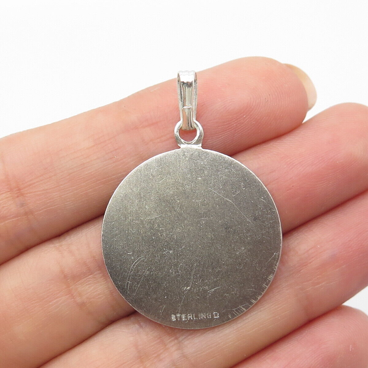 925 Sterling Silver Vintage "Sweet 16" Textured Round Pendant