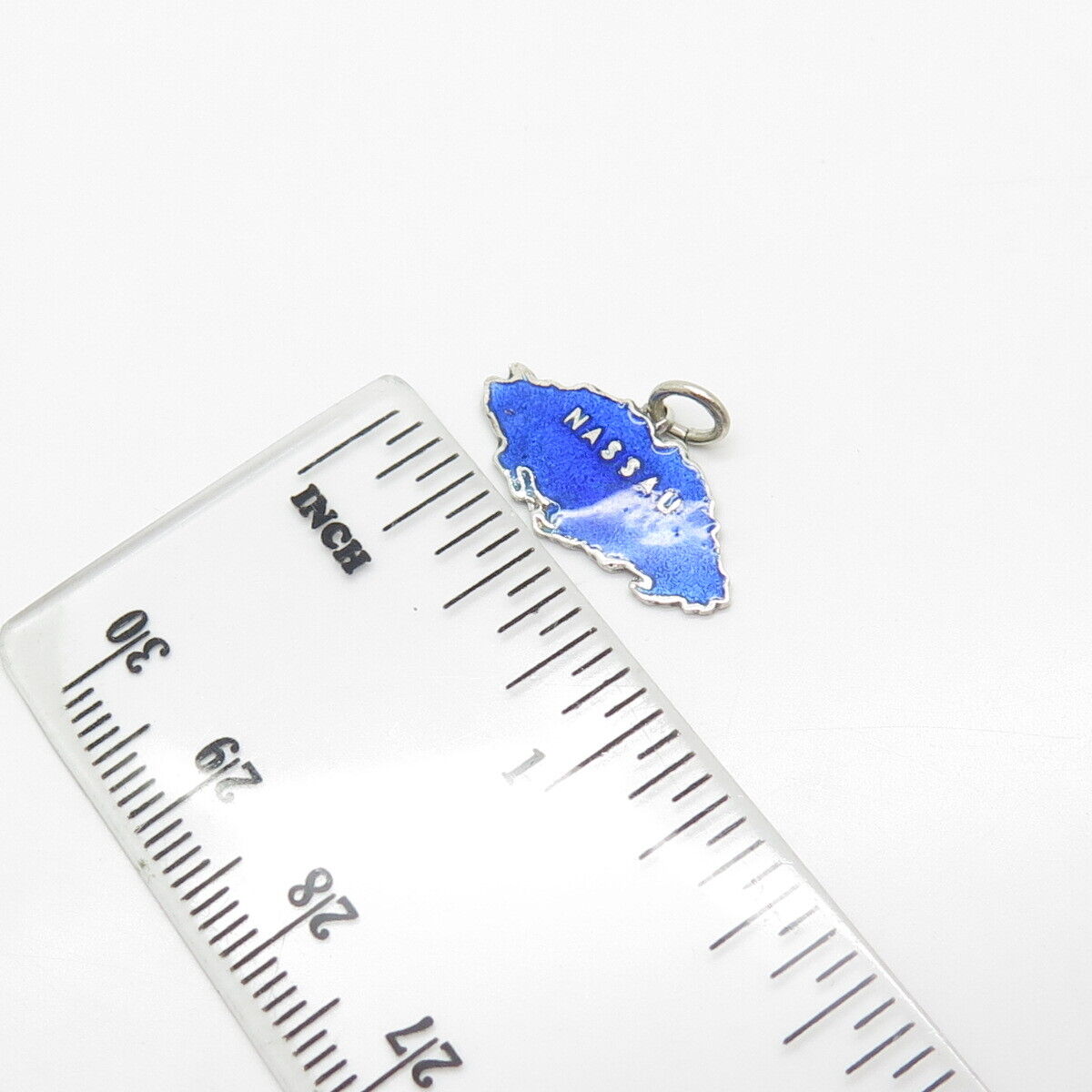 925 Sterling Silver Vintage England Thomas L Mott Enamel Nassau Island Pendant