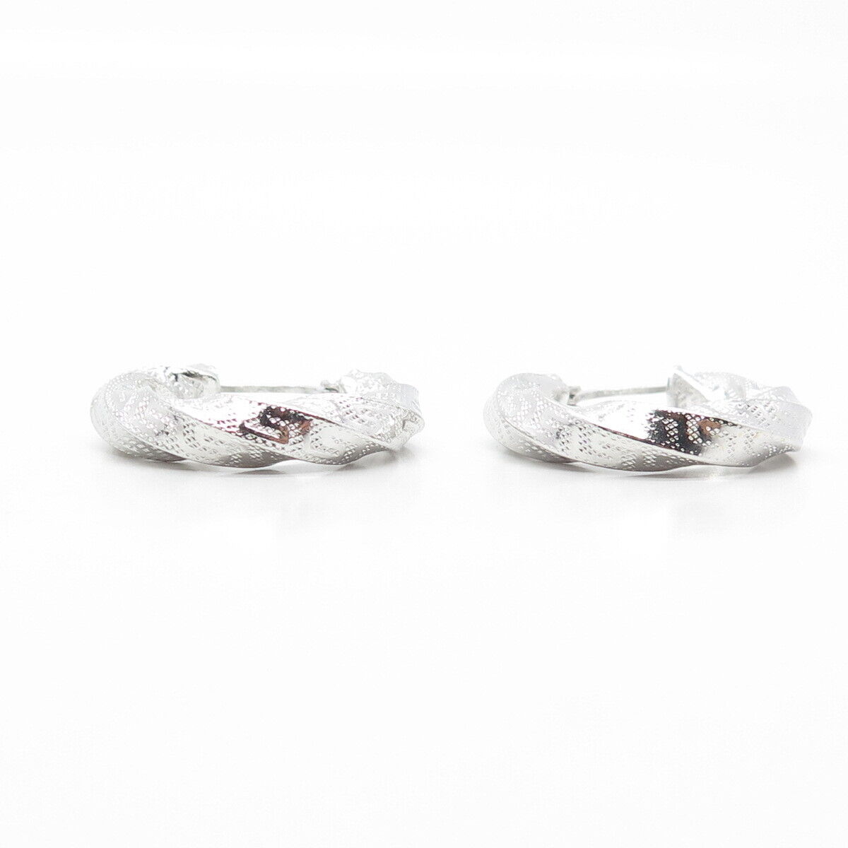 925 Sterling Silver Twisted Round Hoop Earrings