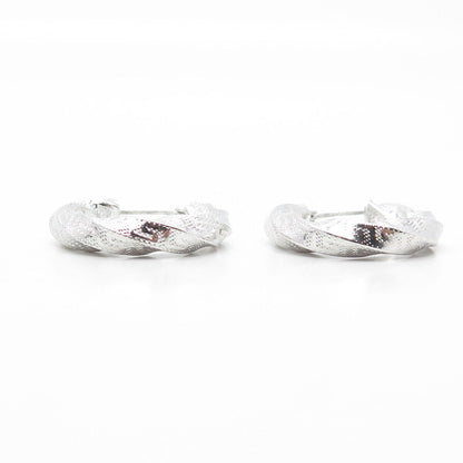 925 Sterling Silver Twisted Round Hoop Earrings