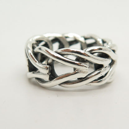 925 Sterling Silver Vintage Braided / Woven Band Ring Size 10