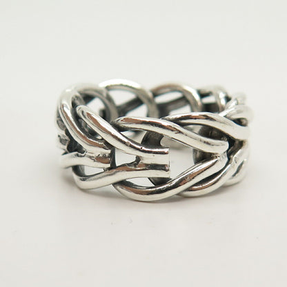 925 Sterling Silver Vintage Braided / Woven Band Ring Size 10