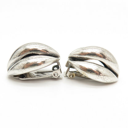 925 Sterling Silver Antique DANECRAFT Shell Design Hollow Clip On Earrings