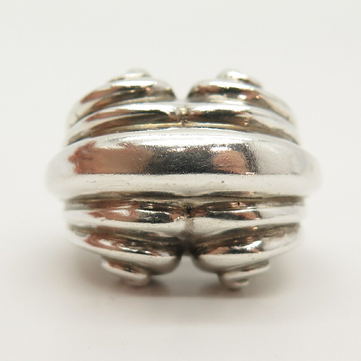 925 Sterling Silver Vintage Ribbed Modernist Ring Size 6