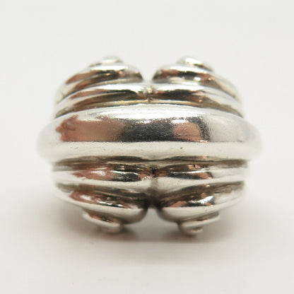 925 Sterling Silver Vintage Ribbed Modernist Ring Size 6