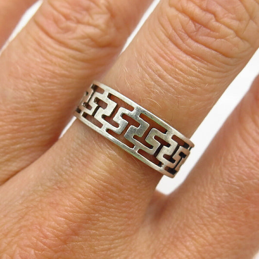 925 Sterling Silver Cutout Maze Design Band Ring Size 6 3/4