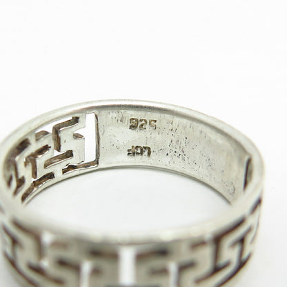 925 Sterling Silver Cutout Maze Design Band Ring Size 6 3/4