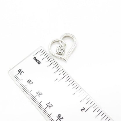 925 Sterling Silver Real White Diamond Open Heart Slide Pendant