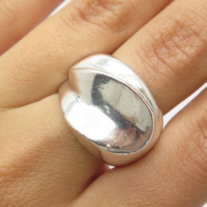 925 Sterling Silver Vintage Mexico Concave Wide Ring Size 6.25