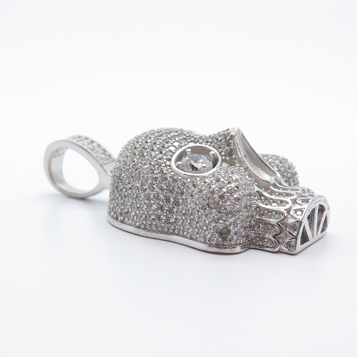 925 Sterling Silver Pave C Z Skull Pendant