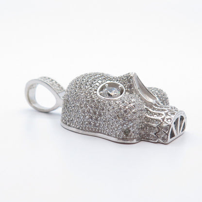 925 Sterling Silver Pave C Z Skull Pendant