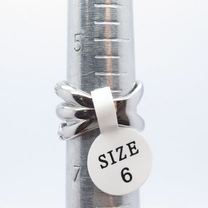 925 Sterling Silver Pave C Z Chain Crossover Ring Size 6