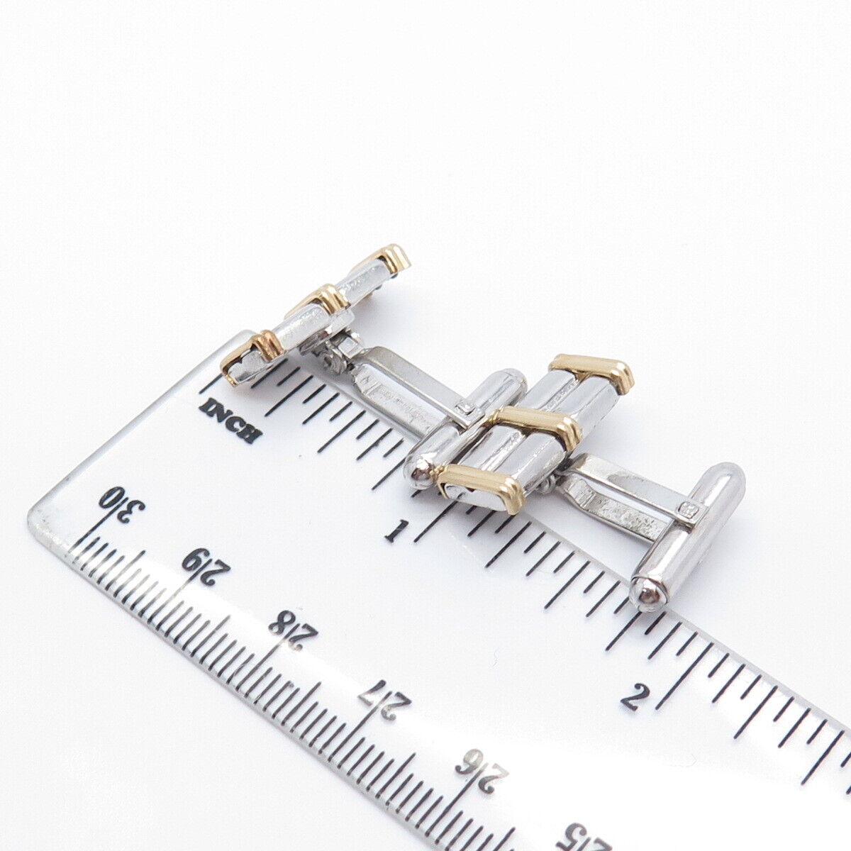 925 Sterling Silver 2-Tone Vintage Square Cufflinks