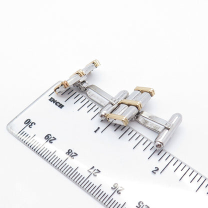 925 Sterling Silver 2-Tone Vintage Square Cufflinks