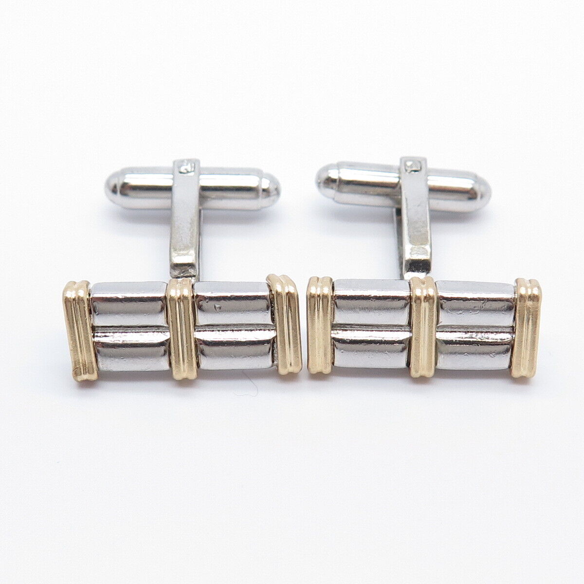 925 Sterling Silver 2-Tone Vintage Square Cufflinks