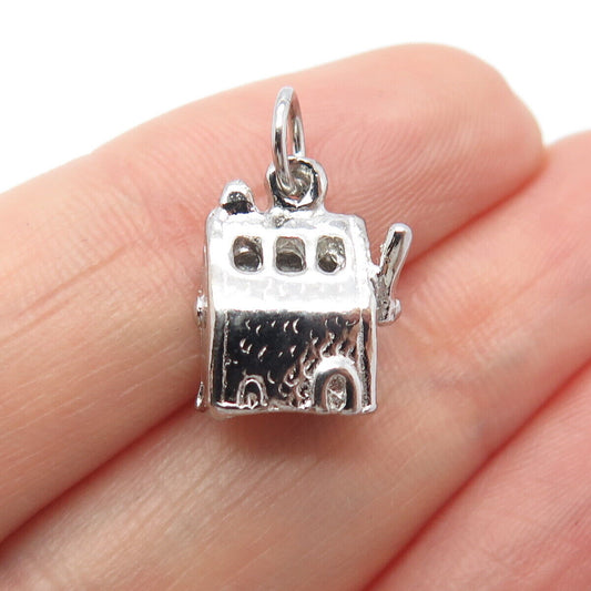 925 Sterling Silver Vintage Slot Machine For Good Luck Charm Pendant