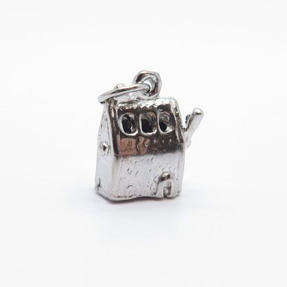 925 Sterling Silver Vintage Slot Machine For Good Luck Charm Pendant