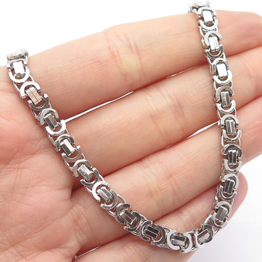 925 Sterling Silver Italy Byzantine Chain Necklace 14"