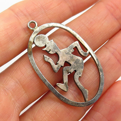 925 Sterling Silver Football Player Design Charm Pendant